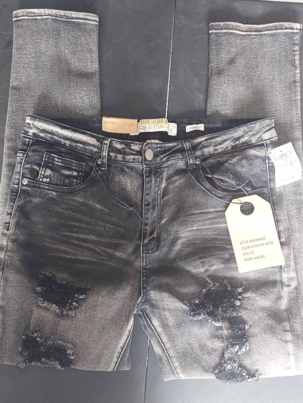 Distressed Black Men’s Jeans